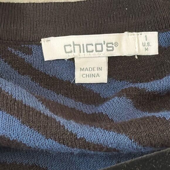 Chico's Cardigan Size 1 (8) Double Knit Zebra Print - Picture 13 of 15